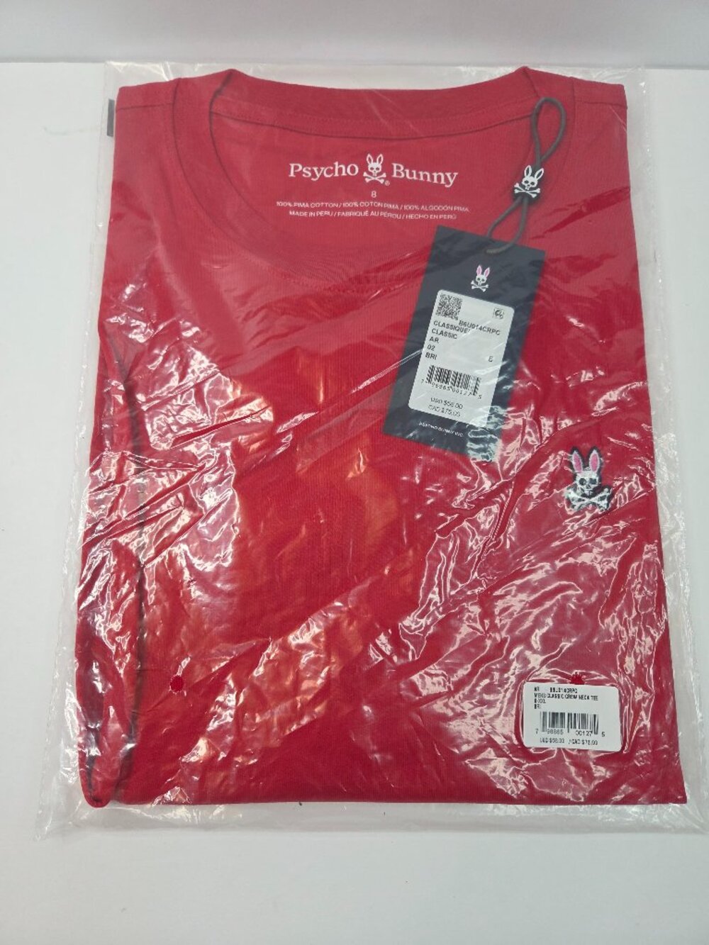 NEW PSYCHO BUNNY Men's Classic Crew Neck Tee in Red